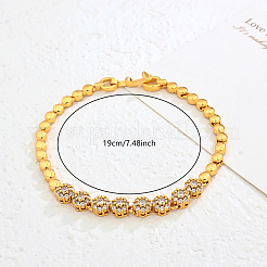 Brass Micro Pave Clear Cubic Zirconia Link Chain Bracelets for Women&nbsp;HV4092