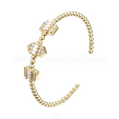 Sparkle Cubic Zirconia Ball Beaded Cuff Bangle for Her&nbsp;BJEW-N012-003-NF