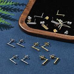 16Pcs 2 Colors 201 Stainless Steel Stud Earring Findings with Hole&nbsp;EJEW-FS0001-18