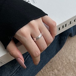 925 Sterling Silver Triple Criss Cross Finger Ring for Women&nbsp;RJEW-M164-04