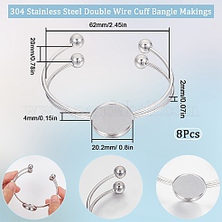 304 Stainless Steel Double Wire Cuff Bangle Makings&nbsp;STAS-SC0006-15