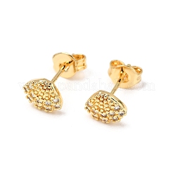 Shell Shape Brass Micro Pave Clear Cubic Zirconia Stud Earrings&nbsp;EJEW-A135-02G