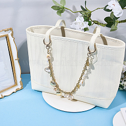 Alloy & ABS Plastic Imitation Pearl & Electroplated Natural Shell Tassel 304 Stainless Steel Bag Decorative Chains&nbsp;HJEW-BM00057