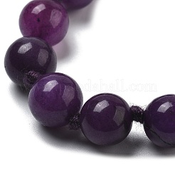 10mm Round Natural Dyed White Jade Beaded Necklaces&nbsp;NJEW-F327-02B-03