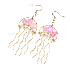 Ocean 304 Stainless Steel Wire Wrapped Synthetic Moonstone Jellyfish Dangle Earrings&nbsp;EJEW-JE07534-02