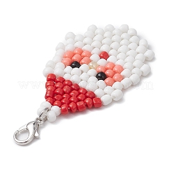 Christmas Theme Santa Claus Glass Seed Beaded Pendant Decoration&nbsp;HJEW-JM02559