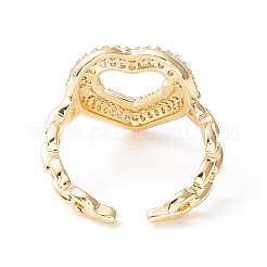Clear Cubic Zirconia Heart Cuff Ring&nbsp;KK-D067-31G-RS