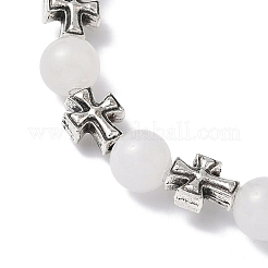 Natural Malaysia Jade Round Beads Stretch Bracelets&nbsp;BJEW-JB12343-02