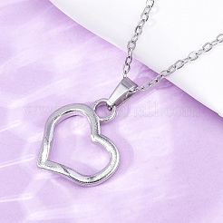 Hollow Heart 304 Stainless Steel Pendant Necklaces&nbsp;NJEW-H059-16P