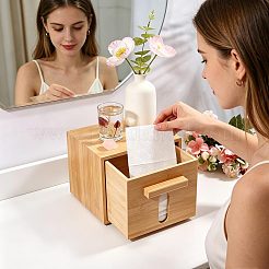 Bamboo Tissue Box with Storage Drawer&nbsp;CON-WH0089-326