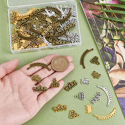 120Pcs 12 Styles Tibetan Style Alloy Chandelier Component Links&nbsp;FIND-PH0025-77