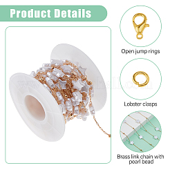 DIY Brass ABS Imitation Pearl Bead Handmade Chains Necklaces Making Kits&nbsp;DIY-HS0001-65C