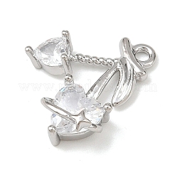 Brass Micro Pave Clear Cubic Zirconia Pendants&nbsp;KK-G545-20P