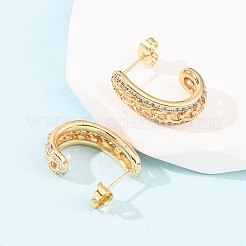 Brass Micro Pave Clear Cubic Zirconia Stud Earrings&nbsp;EJEW-B153-15G