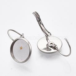 Tarnish Resistant Flat Round Tray Smooth Surface 304 Stainless Steel Leverback Earring Findings&nbsp;STAS-R065-66