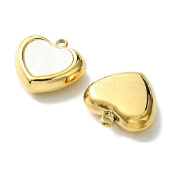Ion Plating(IP) 304 Stainless Steel Pave Shell Heart Charms&nbsp;FIND-Z028-29G