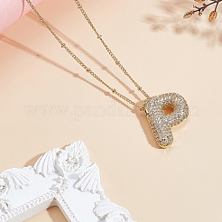 1Pc Brass Micro Pave Cubic Zirconia Letter Pendant Necklaces&nbsp;NJEW-LP0001-43P-G