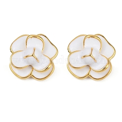 Golden Flower Brass Enamel Stud Earrings&nbsp;EJEW-K308-02G-02