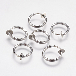 Tarnish Resistant 304 Stainless Steel Retractable Clip-on Hoop Earrings&nbsp;STAS-I097-078P