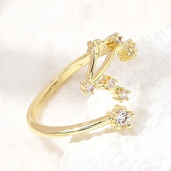 Brass Micro Pave Cubic Zirconia Finger Rings for Women&nbsp;CU-CBAE7DF-14G-01