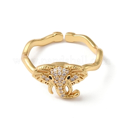 Elephant Brass Micro Pave Cubic Zirconia Cuff Rings&nbsp;RJEW-P088-02G