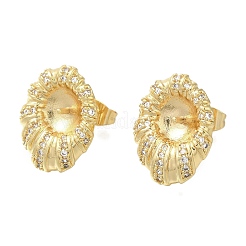 Brass Micro Pave Clear Cubic Zirconia Stud Earring Findings&nbsp;KK-K388-15G