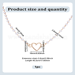 1Pc Zinc Alloy & ABS Plastic Imitation Pearl Heart Pendant Necklaces&nbsp;NJEW-LP0009-4KCG
