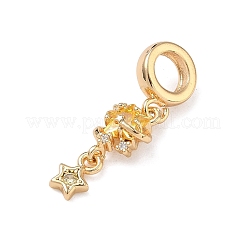 Brass Pave Gold Cubic Zirconia European Dangle Charms&nbsp;KK-K407-37G-01