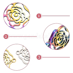 6Pcs 3 Colors 304 Stainless Steel Connector Charms&nbsp;STAS-YW0011-30