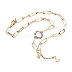 Star Brass Lariat Necklaces&nbsp;NJEW-JN03041-03