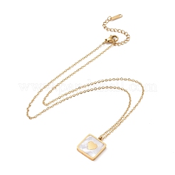 Synthetic Shell Square with Heart Pendant Necklace&nbsp;NJEW-A004-21G