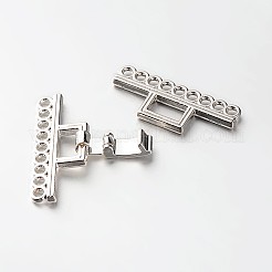 9 Strands Alloy and Brass Fold Over Clasps&nbsp;PALLOY-N0112-04P