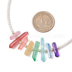 Natural Dyed Quartz Crystal Nuggets Chakra Pendant Necklaces&nbsp;NJEW-JN05183
