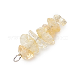 3Pcs Natural Citrine & Green Aventurine & Synthetic Blue Goldstone Chip Beaded Constellation Pendants&nbsp;PALLOY-JF03043-06