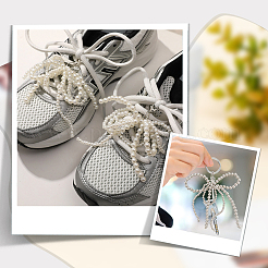 4Pcs 2 Styles Bowknot Plastic Imitation Pearl Shoe Charms&nbsp;AJEW-HY0001-93