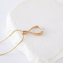 3Pcs European Stainless Steel Pave Imitation Pearl Teardrop Pendant Necklaces for Women&nbsp;FR3080
