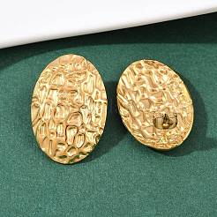 304 Stainless Steel Hammered Oval Stud Earrings&nbsp;EJEW-I320-21G-03