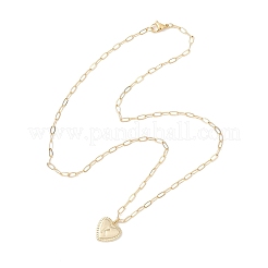 Heart with Letter Brass Pendant Paperclip Chain Necklaces&nbsp;NJEW-JN05379-04