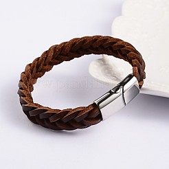 Trendy Leather Braided Cord Bracelets&nbsp;BJEW-P128-05