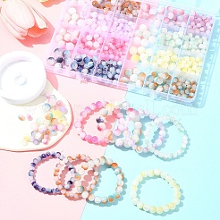 648Pcs 24 Styles Frosted Baking Paint Crackle Glass Beads with Glitter Powder&nbsp;DGLA-FS0001-12