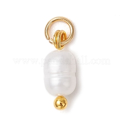 Natural Cultured Freshwater Pearl Potato Charms with Brass Jump Rings&nbsp;PALLOY-JF04176-01