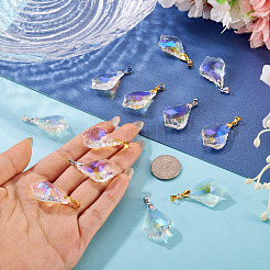 20Pcs 2 Colors AB Color Plated Electroplate Glass Pendants&nbsp;PALLOY-TA00331