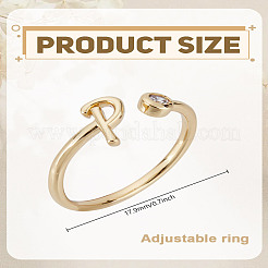 1Pc Brass Micro Pave Clear Cubic Zirconia Open Cuff Rings for Women&nbsp;RJEW-LP0002-37P