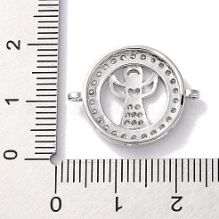 Rack Plating Brass Micro Pave Clear Cubic Zirconia Connector Charms&nbsp;KK-Z039-35P