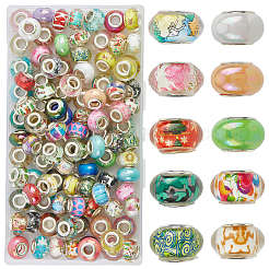 120Pcs 9 Styles Resin European Rondelle Beads&nbsp;RPDL-SP0001-05