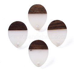 Resin & Walnut Wood Stud Earring Findings&nbsp;MAK-N032-006A