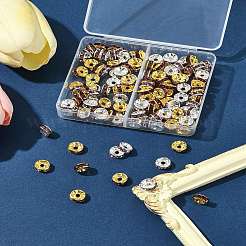 120Pcs 2 Colors Brass Rhinestone Spacer Beads&nbsp;RB-FS0001-05A