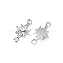 Brass Pave Clear Cubic Zirconia Connector Charms&nbsp;KK-H524-14P