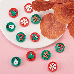 30Pcs Christmas Theme Resin Buttons&nbsp;BUTT-CJ0001-01