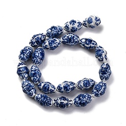 Handmade Blue and White Porcelain Beads Strands&nbsp;PORC-I027-08